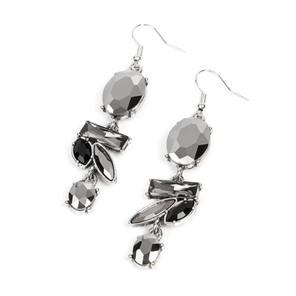 Paparazzi Silver Dazzling Earrings Modern Makeover Silver Earring Black Hematite